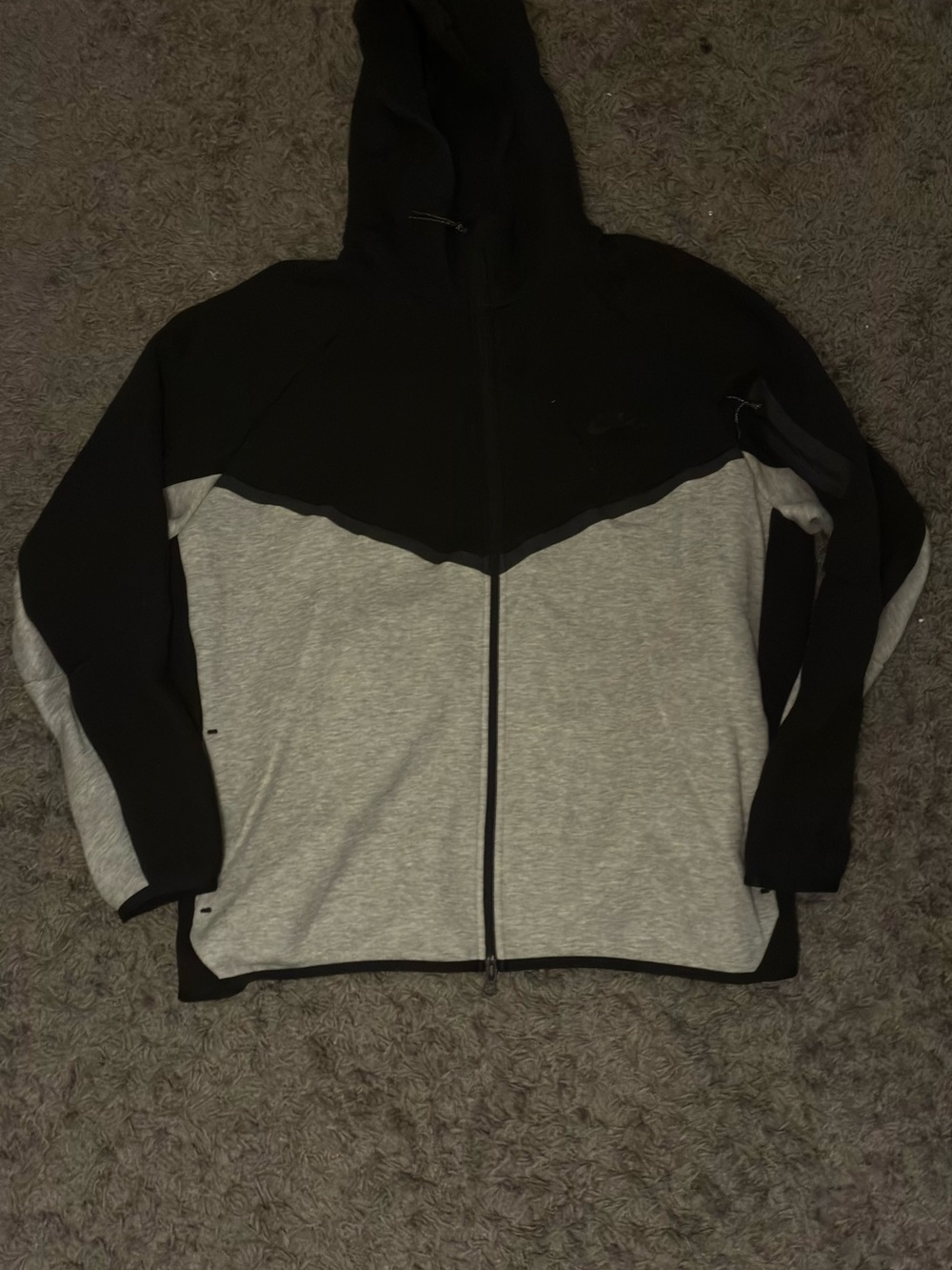 Nike Tech Men’s Two-Tone Full-Zip Hooded Jacket - Black & Light Gray